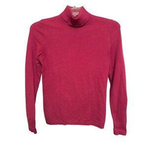 Talbots Women's Pink Turtleneck Sweater Size Small Cotton Blend Long Sleeve